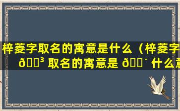 梓菱字取名的寓意是什么（梓菱字 🌳 取名的寓意是 🌴 什么意思）